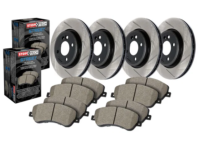 934.33029 – STOP TECH Brake Kit, Slotted Rotors Black E-Coated With Rotors And Pads